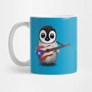 Baby Penguin Playing Puerto Rican Flag Guitar Mug